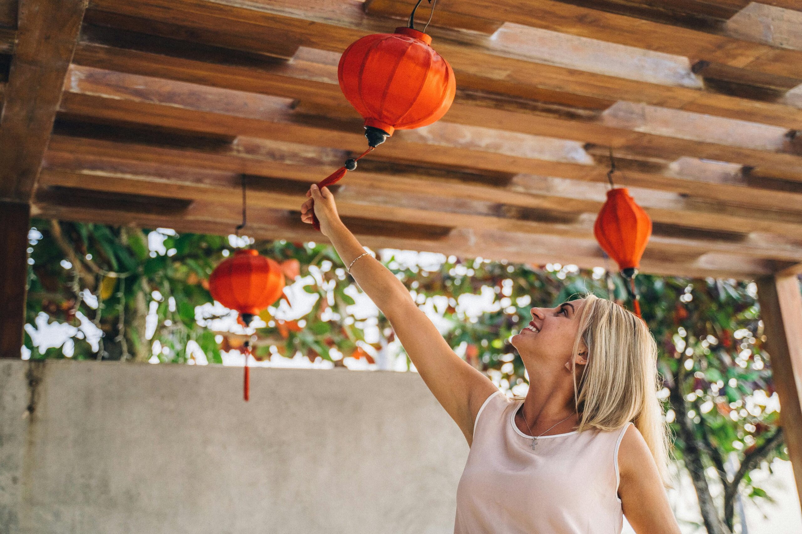 Lady Celebrating Chinese New Year Under Her Garden Pergola - Shade-Space