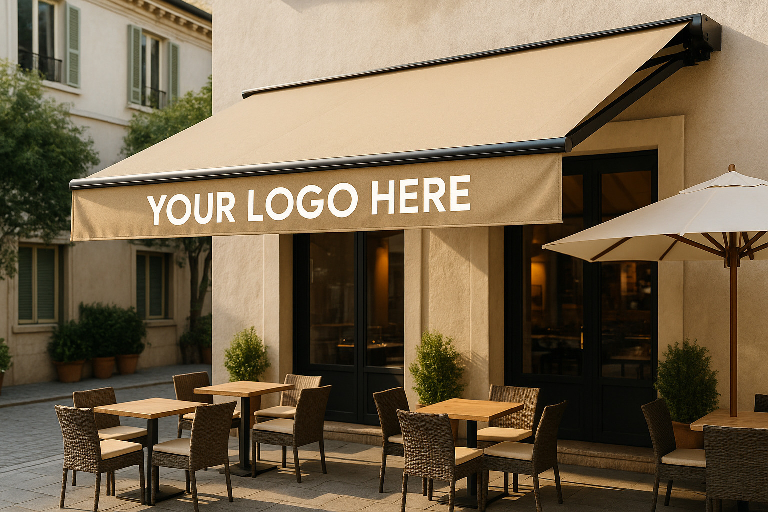 Custom Branded Commercial Awning - Shade Space