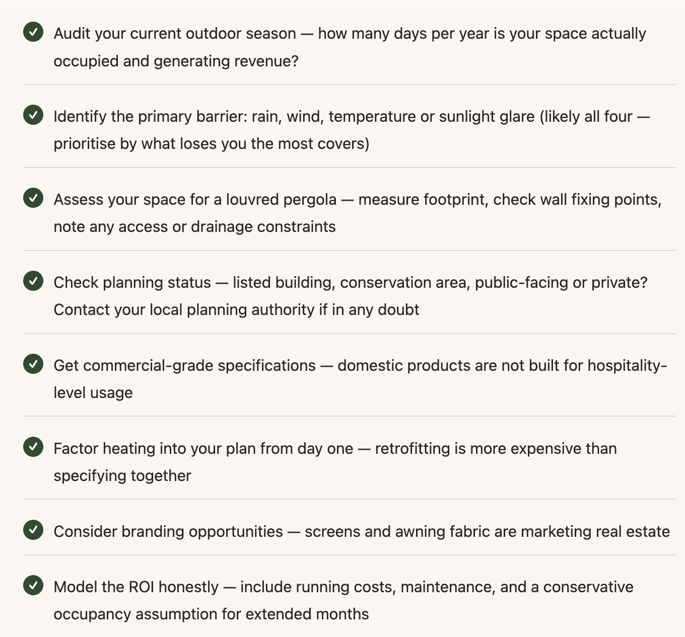 Your outdoor season extension checklist - Shade-Space